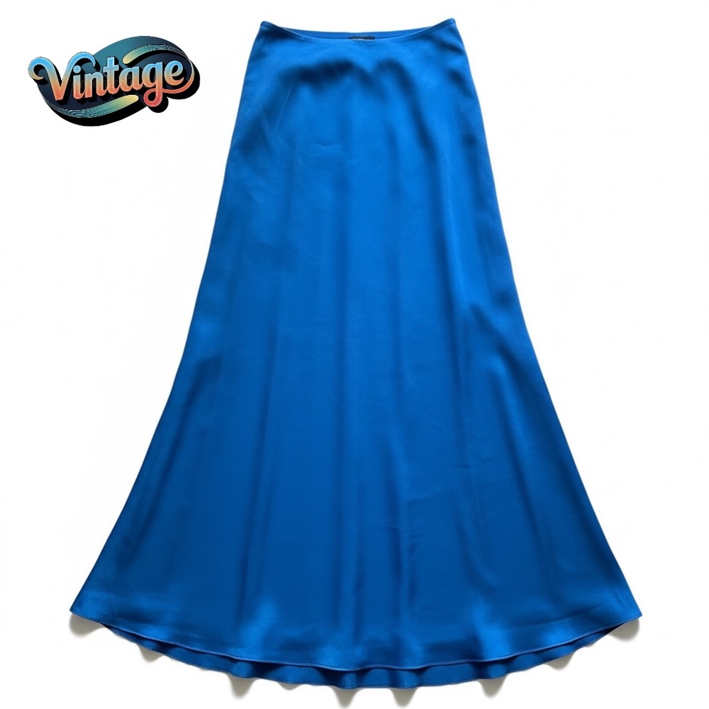 Vintage 90s Skirt Laura K Royal Blue A-Line Maxi Chiffon | AU 10 US 8-10